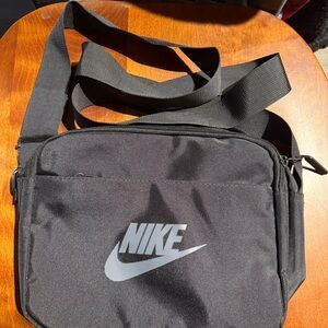 Nike Black Crossbody Shoulder Bag with Grey Swoosh